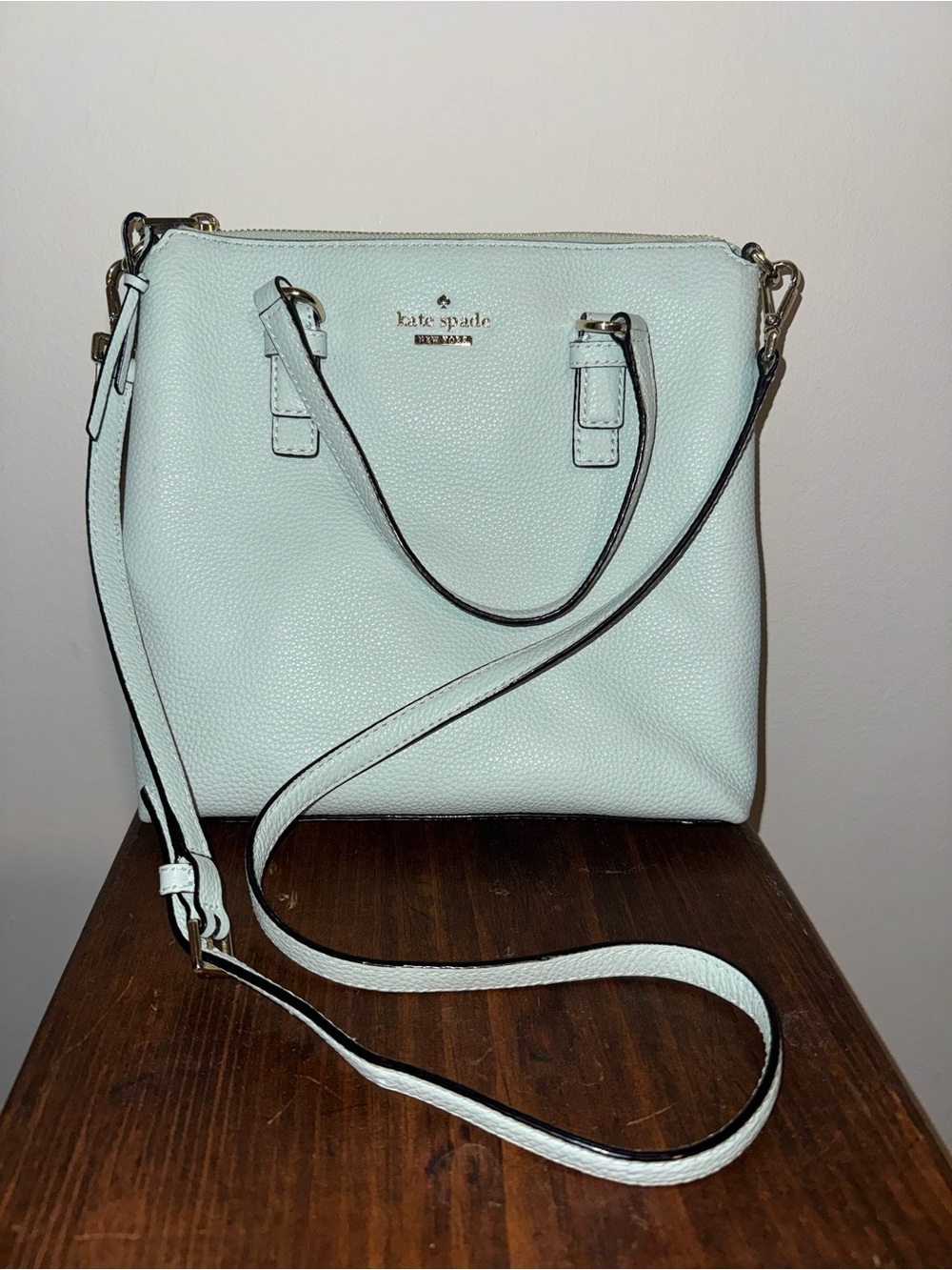 kate spade mint pebbled leather shoulder crossbody bag